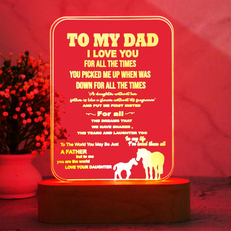 To My Dad Personalized Night Lamp with 7 Color Changing Light | Best Gift for Dad